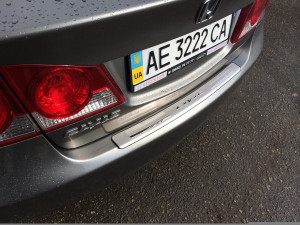 Накладка на задний бампер Honda Civic 4D 2006-2011 (нержавеющая сталь)