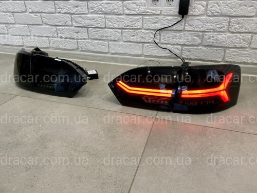 Задние LED фонари стопы Volkswagen Jetta 6 2011-2014 в стиле Audi Black артикул 7455