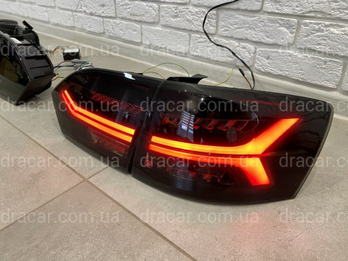 Задние LED фонари стопы Volkswagen Jetta 6 2011-2014 в стиле Audi Black артикул 7455