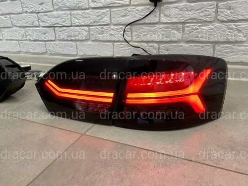 Задние LED фонари стопы Volkswagen Jetta 6 2011-2014 в стиле Audi Black артикул 7455