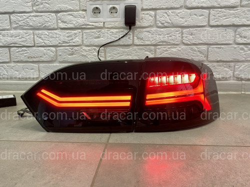 Задние LED фонари стопы Volkswagen Jetta 6 2011-2014 в стиле Audi Black артикул 7455