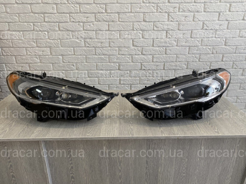 Передние LED фары Ford Fusion USA 2017-2021 (желтый габарит) артикул 7459