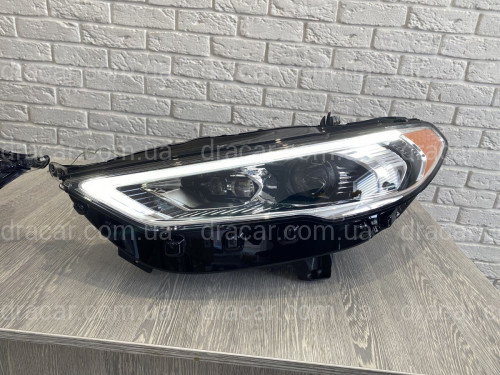 Передние LED фары Ford Fusion USA 2017-2021 (желтый габарит) артикул 7459