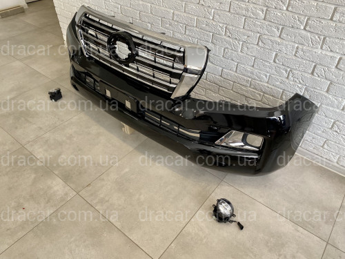 Бампер в сборе Toyota Land Cruiser 200 2007-2015 в стиле рестайлинг 2016+  цвет черный 202 артикул 7546