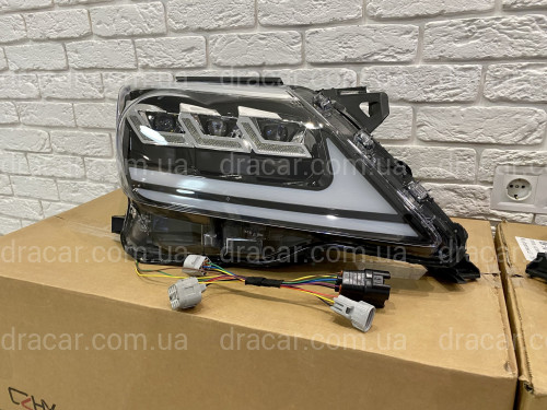 Фары Full LED 3 линзы Lexus LX 570 2012-2015 в стиле рестайлинг 2016 артикул 7639