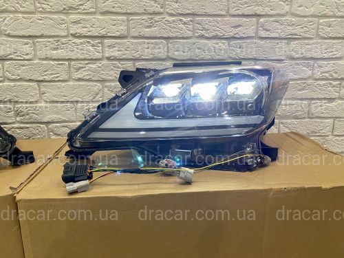 Фары Full LED 3 линзы Lexus LX 570 2012-2015 в стиле рестайлинг 2016 артикул 7639