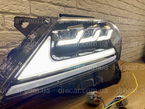 Фары Full LED 3 линзы Lexus LX 570 2012-2015 в стиле рестайлинг 2016 артикул 7639