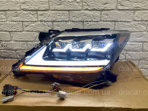 Фары Full LED 3 линзы Lexus LX 570 2012-2015 в стиле рестайлинг 2016 артикул 7639