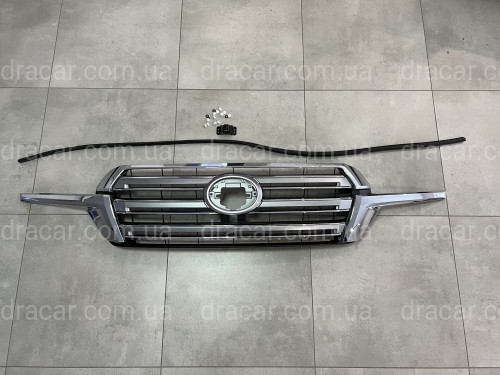 Решетка радиатора с ресницами Toyota Land Cruiser 200 2016+ СЕРАЯ артикул 7643