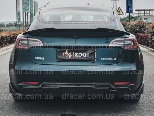 Спойлер лип багажника Tesla model 3 2017-  ABS пластик, цвет черный глянец артикул 7884
