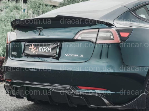 Спойлер лип багажника Tesla model 3 2017-  ABS пластик, цвет черный глянец артикул 7884