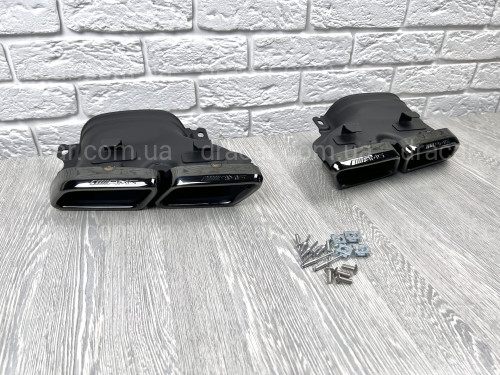 Насадки на выхлопные трубы AMG C63 Mercedes Benz С Class W205 2014-2018 черные артикул 7883