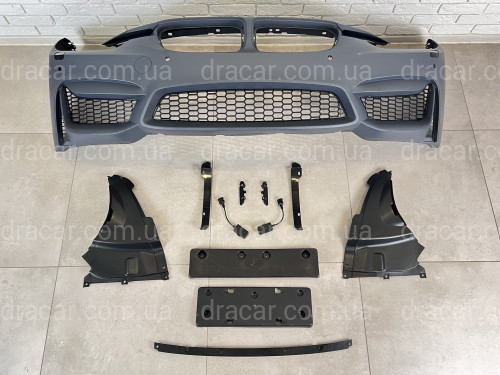 Передний бампер M3 стиль BMW 3 Series F30 F31 2012-2018 (под омыватели / с отверстиями под парктроники)  артикул 7916