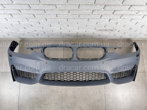 Передний бампер M3 стиль BMW 3 Series F30 F31 2012-2018 (под омыватели / с отверстиями под парктроники)  артикул 7916