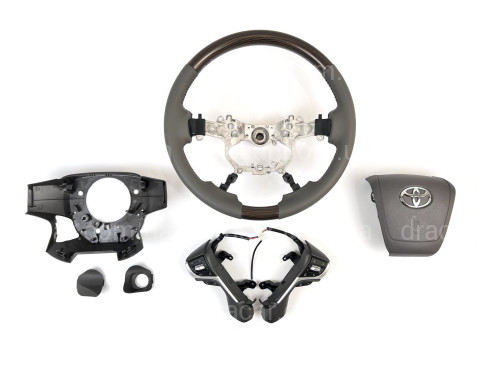 Руль в сборе серый со светлым деревом Toyota Land Cruiser 200 / Prado 150 артикул 7934