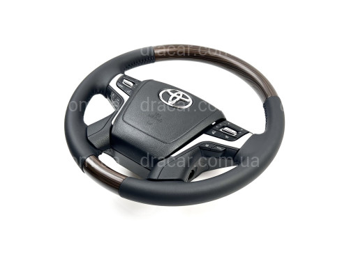 Руль в сборе черный с темным деревом Toyota Land Cruiser 200 / Prado 150 артикул 7935