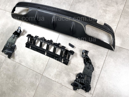 Накладка заднего бампера черная с хромом AMG C63 (диффузор) Mercedes C-Class W205 2015-2021 артикул 7961