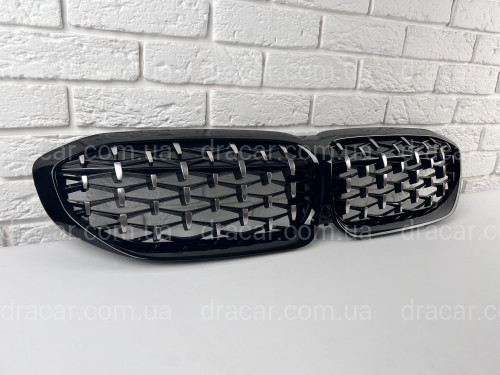 Решетка радиатора Diamond BMW 3 Series G20 G21 2019-2022 черная с хромом артикул 7980