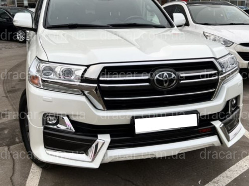 Обвес юбка переднего бампера TRD Toyota Land Cruiser 200 2016-2022 цвет черный артикул 8006