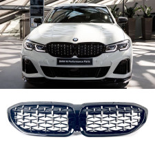 Решетка радиатора Diamond BMW 3 Series G20 G21 2019-2022 черная с хромом
