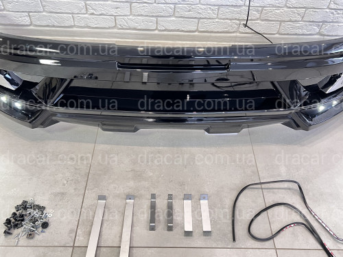 Обвес юбка переднего бампера WALD Toyota Land Cruiser 200 2016-2022 цвет черный артикул 8008