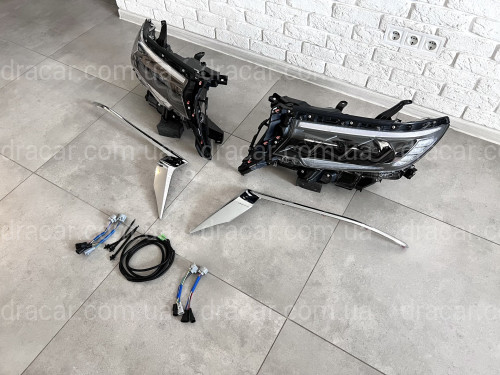 Led фары 3 линзы Toyota Land Cruiser Prado 150 рестайлинг 2018+ артикул 7014