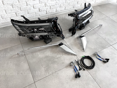 Led фары 3 линзы Toyota Land Cruiser Prado 150 рестайлинг 2018+ артикул 7014