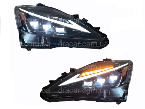 Фары Full LED 3 линзы в стиле 2021+ для Lexus IS 2005-2012 артикул 8046