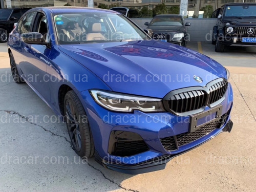 Накладка переднего бампера юбка M performance BMW 3 series  G20 G21 2018-2022 абс пластик, черный глянец артикул 8111