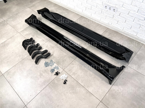 Пороги боковые Lexus LX 570 / Toyota Land Cruiser 200 2007-2021 в стиле LX 570 2016+ цвет черный артикул 7593
