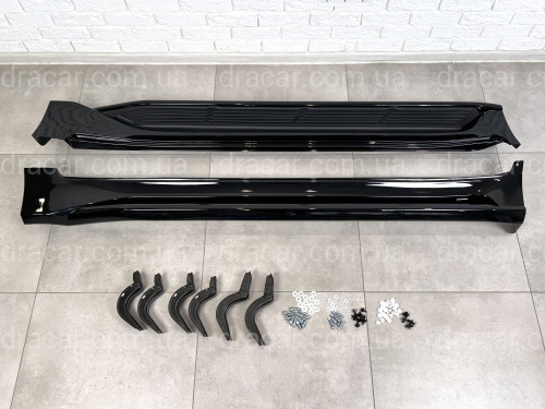 Пороги боковые Lexus LX 570 / Toyota Land Cruiser 200 2007-2021 в стиле LX 570 2016+ цвет черный артикул 7593
