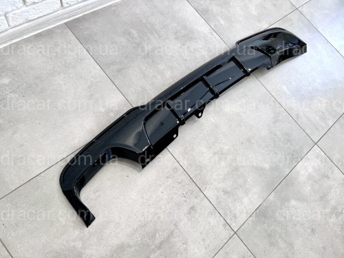 Диффузор накладка заднего бампера M-Performance BMW 5 series F10 2010-2016 под 1 выхлопную, черный глянец артикул 8134