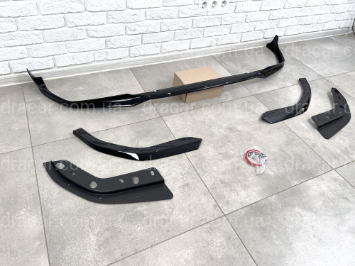 Накладка переднего бампера юбка M performance BMW 3 series  G20 G21 2018-2022 абс пластик, черный глянец артикул 8111