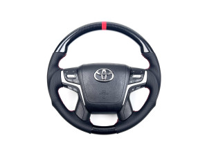 Руль анатомический в сборе черный SPORT под карбон Toyota Land Cruiser 200 / Prado 150