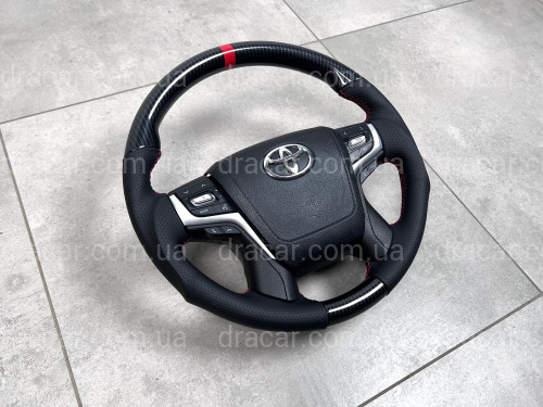 Руль анатомический в сборе черный SPORT под карбон Toyota Land Cruiser 200 / Prado 150 артикул 8250