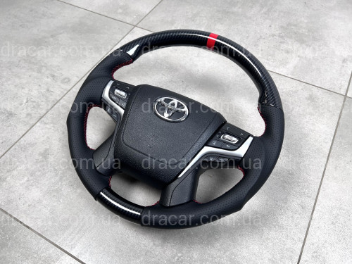 Руль анатомический в сборе черный SPORT под карбон Toyota Land Cruiser 200 / Prado 150 артикул 8250
