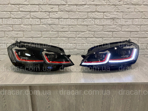 FULL LED фары в стиле GTI Volkswagen Golf 7.5 рестайлинг 2017-2021 артикул 8333