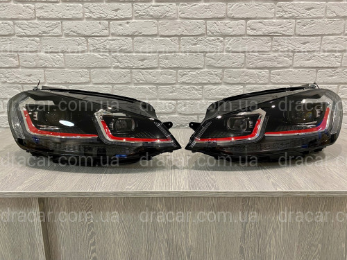 FULL LED фары в стиле GTI Volkswagen Golf 7.5 рестайлинг 2017-2021 артикул 8333