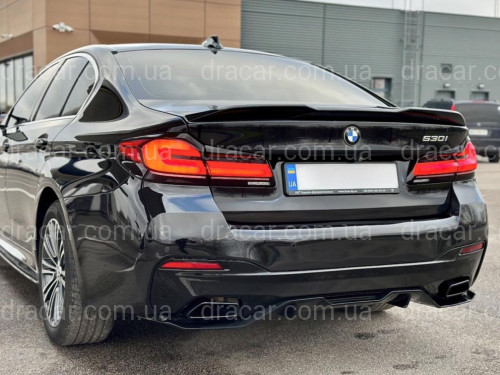 Диффузор накладка заднего бампера M-Performance BMW 5 series G30 2017- черный глянец артикул 8140