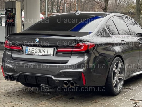 Диффузор накладка заднего бампера M5 style F90 для BMW 5 series G30 2017- К БАМПЕРУ М ПАКЕТ, черный глянец артикул 8141