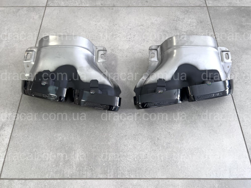Насадки на выхлопные трубы AMG C63 Mercedes Benz С Class W205 2019-2021 черные артикул 8409