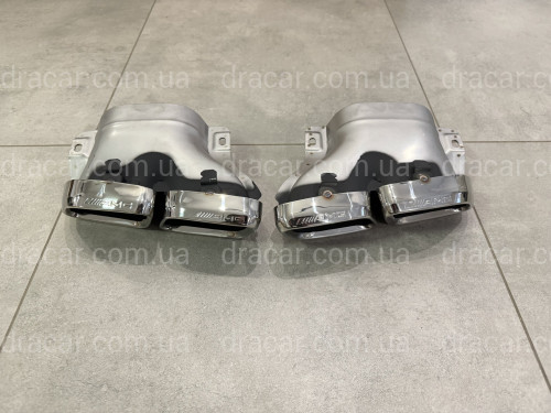 Насадки на выхлопные трубы AMG C63 Mercedes Benz С Class W205 2019-2021 хром артикул 8412