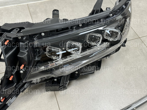 Led фары 4 линзы стиль BUGATTI для Toyota Land Cruiser Prado 150 рестайлинг 2018-2023 артикул 8451