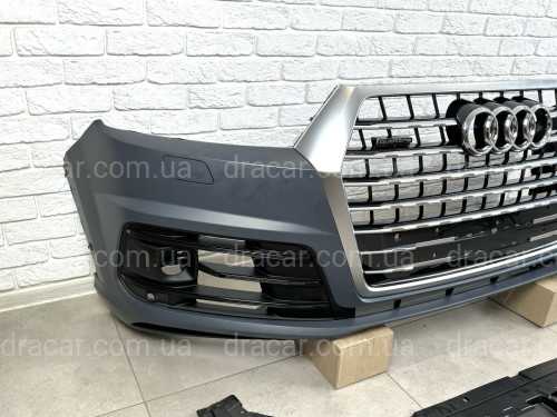 Бампер передний в сборе S-Line ПОД РАДАРЫ Audi Q7 4M 2015-2019 артикул 8574