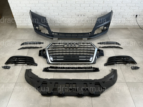 Бампер передний в сборе S-Line ПОД РАДАРЫ Audi Q7 4M 2015-2019 артикул 8574