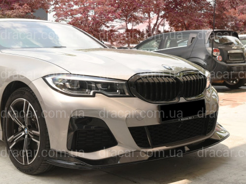 Накладка переднего бампера M-Performance стиль AC Schnitzer для BMW 3 series G20 G21 2017-2022 ABS пластик, цвет черный глянец артикул 8677