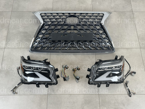 Комплект рестайлинга Lexus GX 460 2014-2019 в 2020+ (фары, решетка) артикул 8692