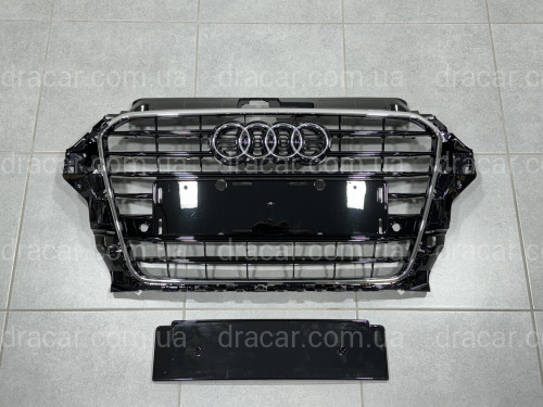 Решетка радиатора для Audi A3 2012-2016 черная с хромом артикул 8703