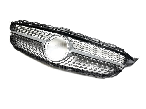 Решетка радиатора Diamond Silver Mercedes C-Class W205 2019-2021 артикул 7946