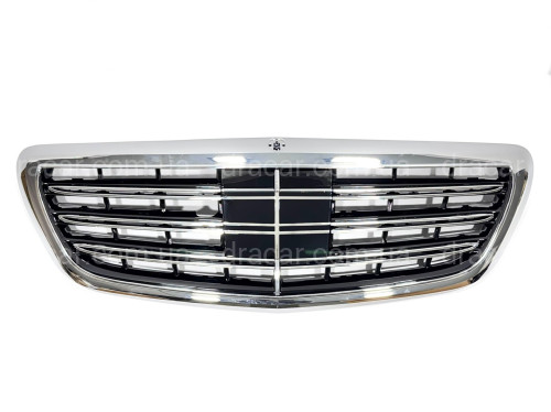 Решетка радиатора под радар CHROME ДЛЯ AMG для Mercedes-Benz S-class W222 2013-2020 артикул 8809
